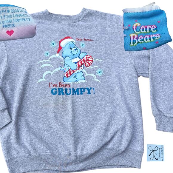 Care Bears 2004 Grumpy Bear Holiday Christmas Sweatshirt Approx. Sz L - Picture 1 of 7